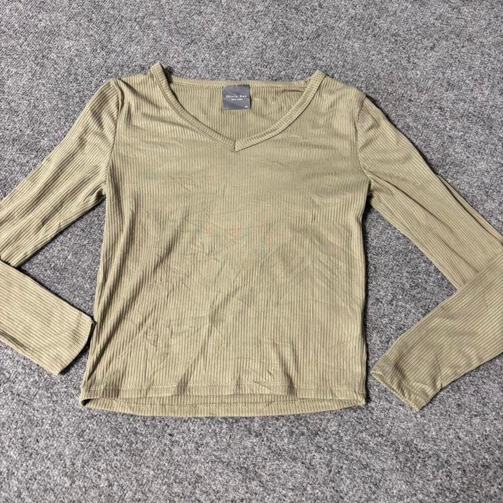 Green Olivia Rae Ribbed Long Sleeve Top